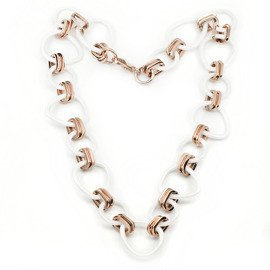 Naszyjnik z Białą Ceramiką i Stalą Szlachetną