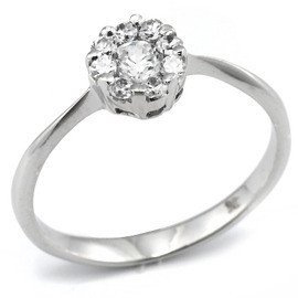 Pierścionek Srebrny Kwiat z Białymi Cyrkoniami