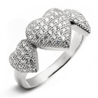 Pierścionek Srebrny Trzy Serca z Mikro Cyrkoniami