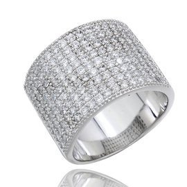 Szeroka Obrączka Srebrna Wysadzana Cyrkoniami