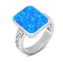 Srebrny Pierścionek z Niebieskim Opalem