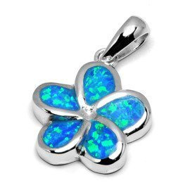 Srebrna Zawieszka Kwiat z Niebieskimi Opalami
