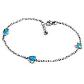 Srebrna Bransoletka z Niebieskim Opalem