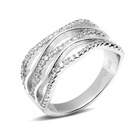 Szeroka Obrączka Srebrna z Trzema Rzędami Kamieni