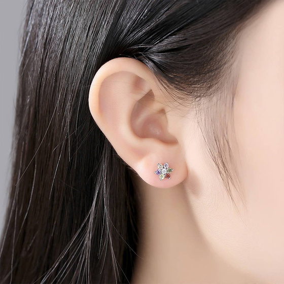 Srebrne Kolczyki Wielokolorowe Cyrkonie