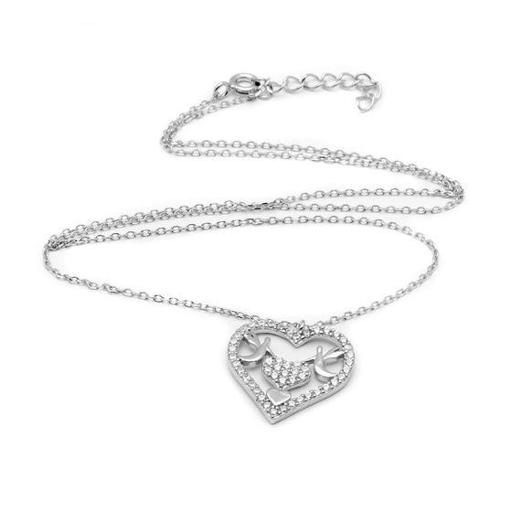 Srebrny Naszyjnik Serce z Diamentowymi Cyrkoniami