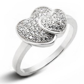 Pierścionek Srebrny w Kształcie Dwóch Serc