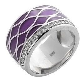 Szeroka Obrączka w Kolorze Fioletowym