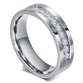 Obrączka z Cyrkoniami ze Stali Chirurgicznej