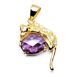 Srebrna Zawieszka Pozłacana Fioletowa