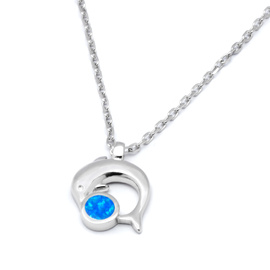 Srebrny Naszyjnik Delfin z Niebieskim Opalem