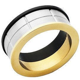 Pierścionek Obrączka Stal Szlachetna Trikolor