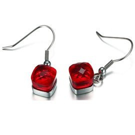 Kolczyki z Czerwonym Kamieniem Stal Szlachetna
