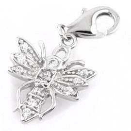 Srebrna Przywieszka Charms Robak z Cyrkoniami