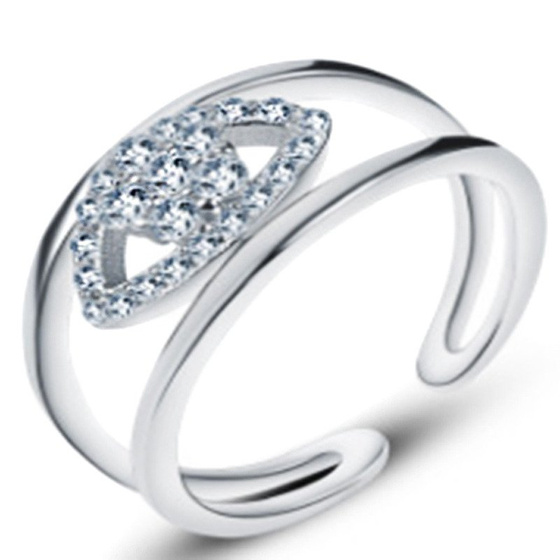 Srebrna Obrączka z Cyrkoniami Regulacja Rozmiaru