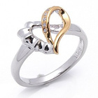 Pierścionek Srebrny Pozłacane Serce z Cyrkoniami