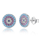 Srebrne Kolczyki Wielokolorowe Cyrkonie