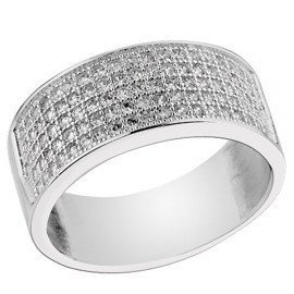 Srebrna Szeroka Obrączka Wysadzana Cyrkoniami