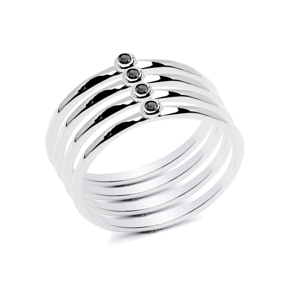 Pierścionek Srebrny z Czarną Cyrkonią