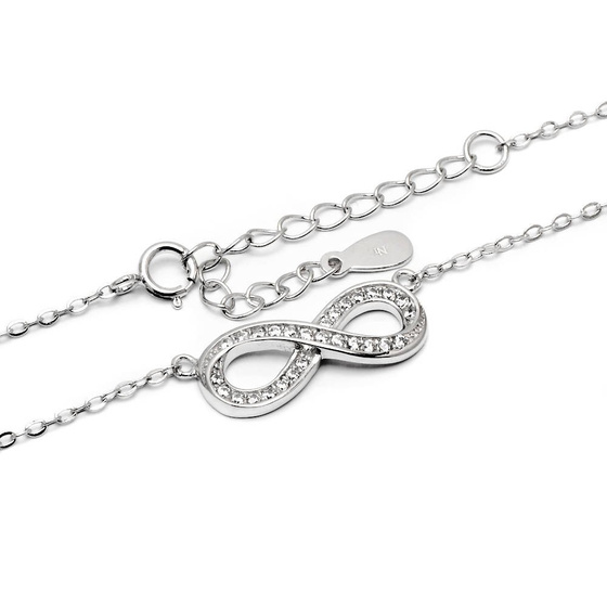 Srebrny Naszyjnik Nieskończoność z Cyrkoniami