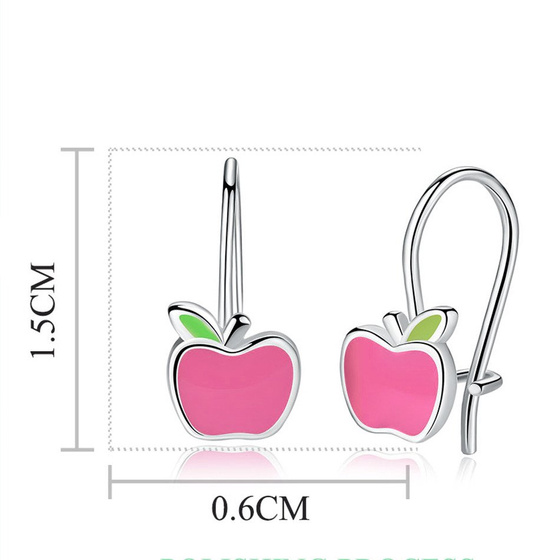 Srebrne Kolczyki Różowe Jabłuszka