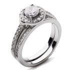 Podwójny Pierścionek Srebrny z Białymi Kamieniami