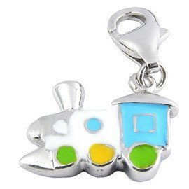Przywieszka Srebrna Charms Kolorowy Pociąg