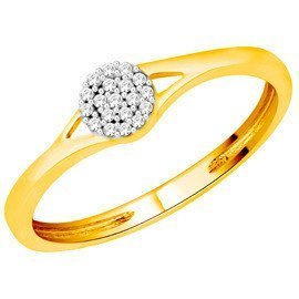 Złoty Pierścionek Pąk Wysadzany Brylantami