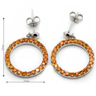 Kolczyki Srebrne Koła z Pomarańczowymi Cyrkoniami