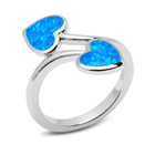 Srebrny Pierścionek Dwa Serca z Opalem