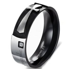 Obrączka ze Stali Szlachetnej z Krzyżykiem