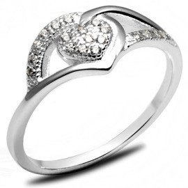 Pierścionek Srebrny Serce Mikro Cyrkoniami