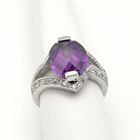 Pierścionek Srebrny Fioletowa Owalna Cyrkonia