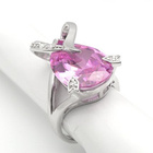 Pierścionek Srebrny Duża Różowa Cyrkonia