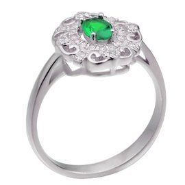 Srebrny Pierścionek z Zielonym Kamieniem