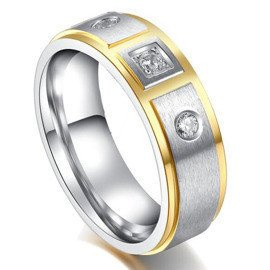 Obrączka z Cyrkoniami ze Stali Szlachetnej