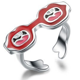 Srebrny Pierścionek Okulary Regulacja Rozmiaru