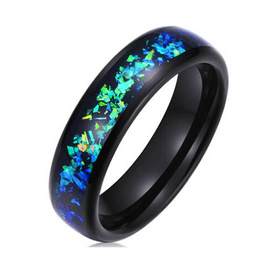 Czarna Obrączka z Wolframu z Kolorową Aplikacją