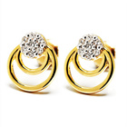 Złote Kolczyki Kółka Wysadzane Brylantami