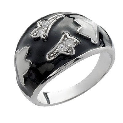 Srebrny Pierścionek Czarna Szeroka Obrączka