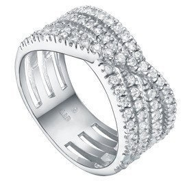 Obrączka Srebrna Przeplatana z Białymi Cyrkoniami