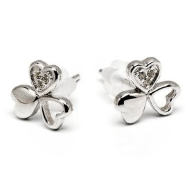 Kolczyki Srebrne Koniczynki z Cyrkoniami