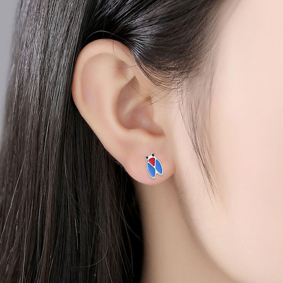 Srebrne Kolczyki Niebieska Sowa