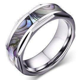 Męsko Damska Obrączka z Wolframu z Masą Perłową