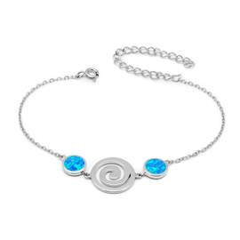 Srebrna Bransoletka z Niebieskim Opalem Koła