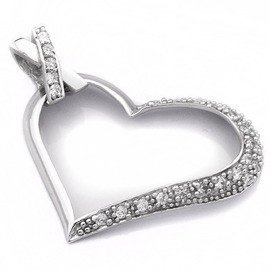 Srebrna Zawieszka Serce Białe Cyrkonie
