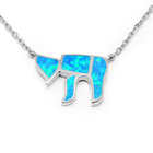 Srebrny Naszyjnik Piesek z Niebieskim Opalem