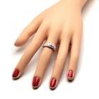 Srebrna Obrączka z Różowym Opalem i Cyrkoniami