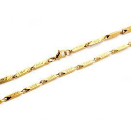 Złoty Naszyjnik ze Stali Szlachetnej Grawer JESUS