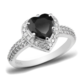 Pierścionek Srebrny z Czarnym Sercem